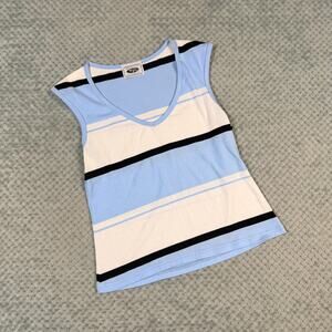 vintage blue/white striped classic USA made wild fire clothing cap sleeve tank M